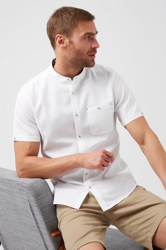 Burton White Textured Grandad Collar Shirt 1