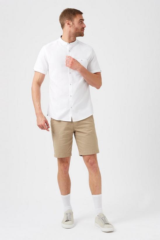 Burton White Textured Grandad Collar Shirt 2