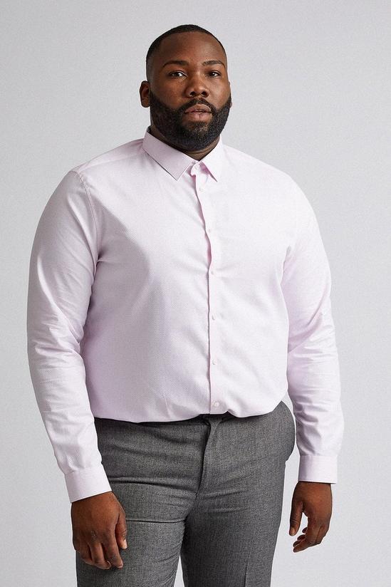 Burton Plus and Tall Pink Slim Fit Textured Shirt 1