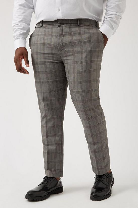Burton Plus And Tall Grey Skinny Check Trousers 2