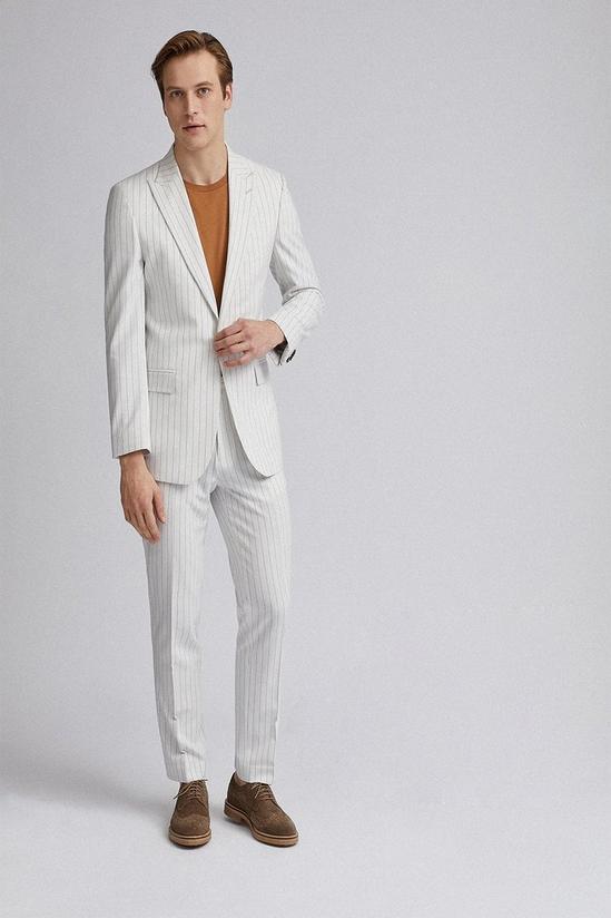 Burton Ecru Pinstripe Slim Fit Suit Jacket 1