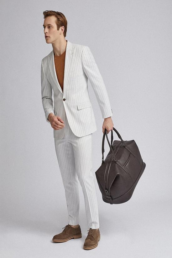 Burton Ecru Pinstripe Slim Fit Suit Jacket 2