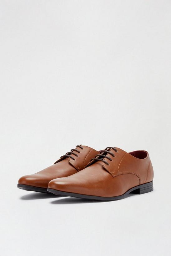 Burton Tan Leather Look Derby Shoes 2