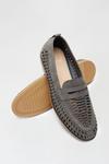 Burton Grey Leather Look Woven Loafers thumbnail 3