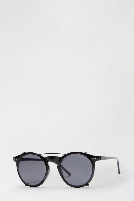 Burton Black Clip On Frame Round Sunglasses 2