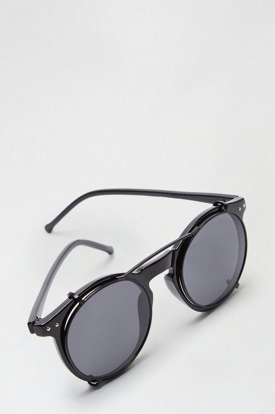 Burton Black Clip On Frame Round Sunglasses 4