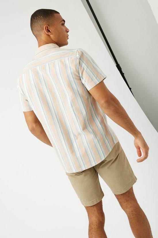 Burton Short Sleeve Peach Multi Stripe Oxford Shirt 3