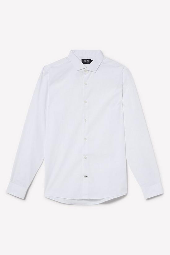 Burton White Slim Fit Long Sleeve Easy Iron Shirt 5