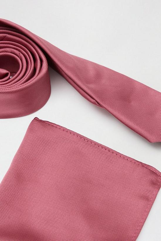 Burton Slim Dark Pink Tie And Pocket Square Set 2