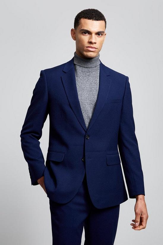 Burton Tailored Fit Blue Texture Suit Jacket 1