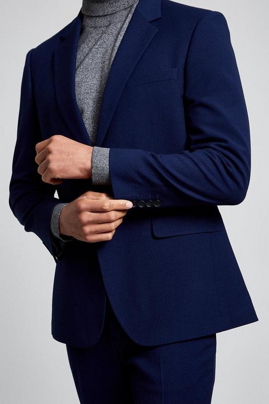 Burton Tailored Fit Blue Texture Suit Jacket 4