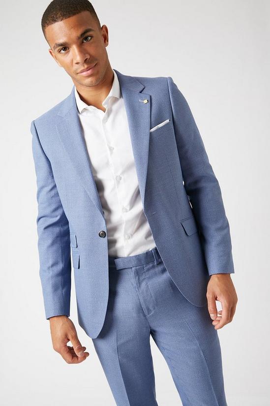 Burton Blue Microweave Texture Slim Suit Jacket 1