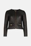 Coast Premium Leather Quilted Collarless Jacket thumbnail 4