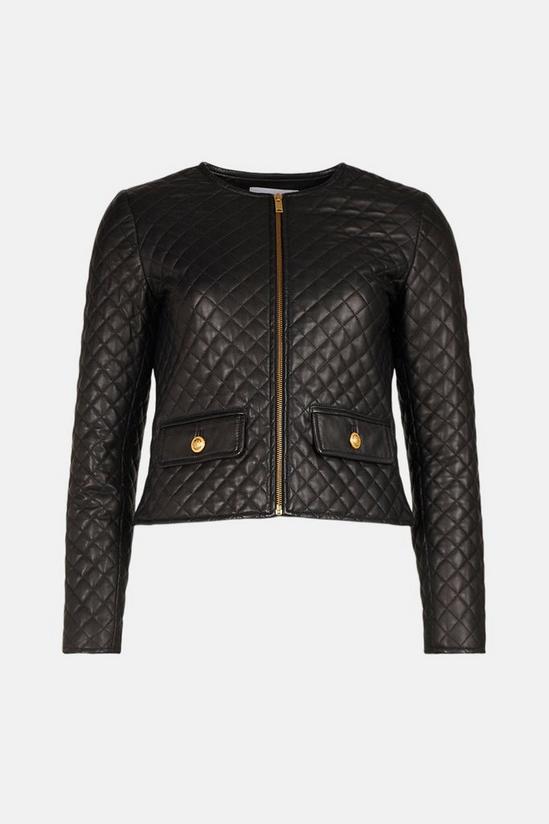 Coast Premium Leather Quilted Collarless Jacket 4