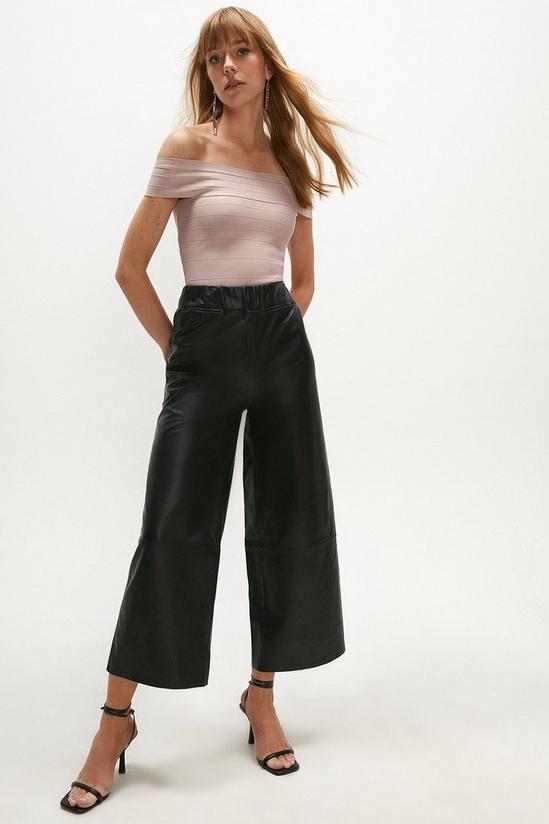 Coast Real Leather Elastic Waist Wide Crop Trouser 1