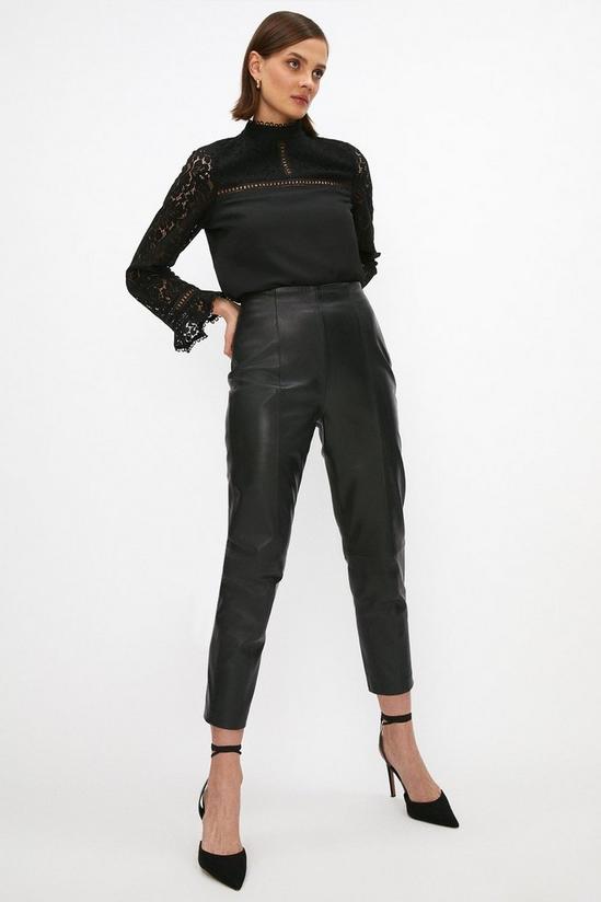 Coast Cropped Slim Leg Real Leather Trouser 1