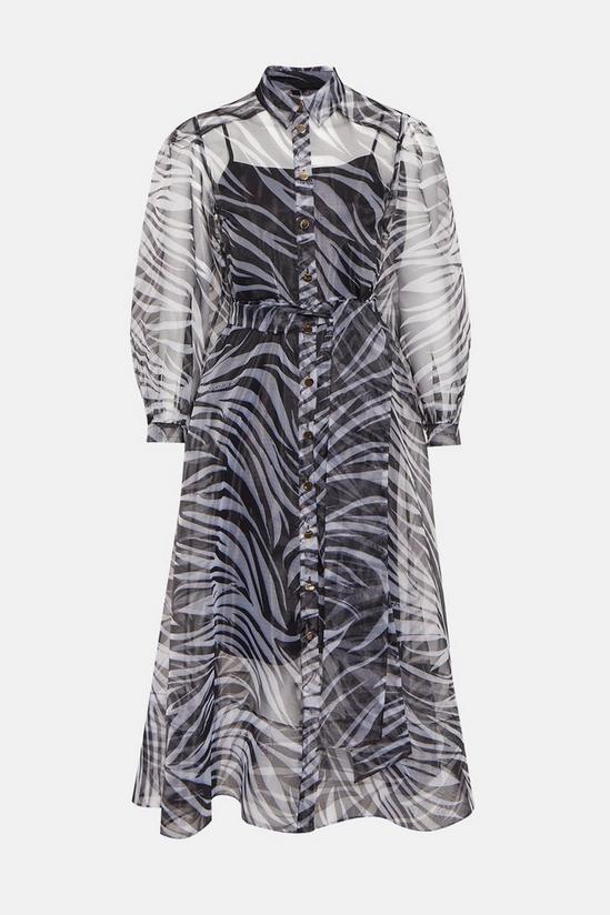 Coast Zebra Printed Organza Long Sleeve Dress 4