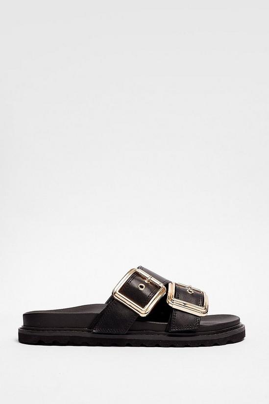 NastyGal Faux Leather Double Buckle Footbed Sandals 3
