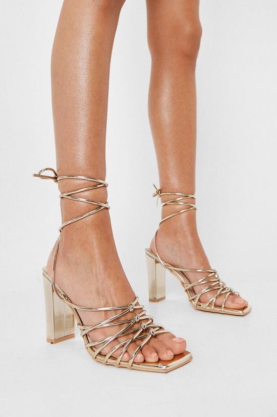 NastyGal Faux Leather Tie Heeled Sandals 2