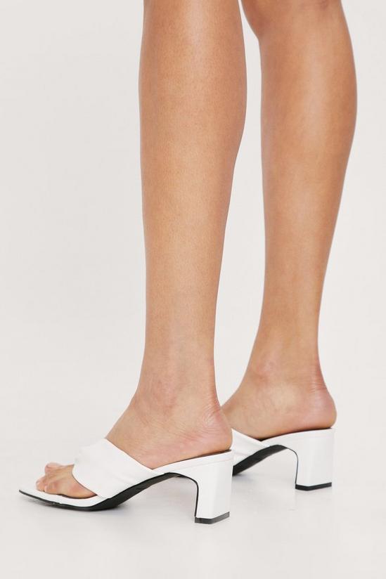 NastyGal Faux Leather Ruched Toe Post Kitten Mules 2