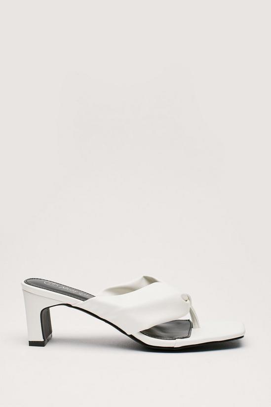 NastyGal Faux Leather Ruched Toe Post Kitten Mules 3