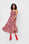 NastyGal Plus Size Shirred Floral Print Midi Dress thumbnail 1