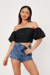 NastyGal Petite Off the Shoulder Ruched Crop Top thumbnail 1