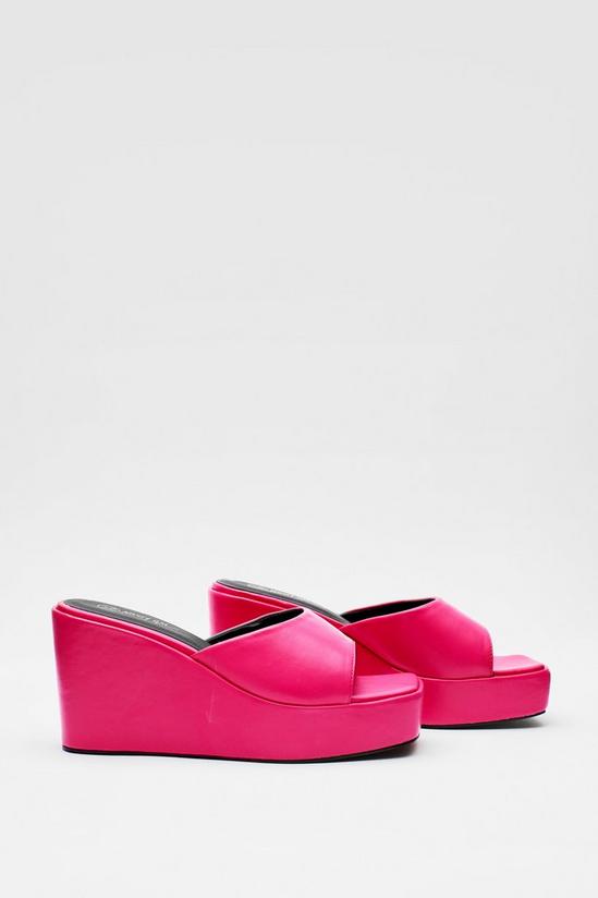 NastyGal Faux Leather Square Toe Wedge Mules 2