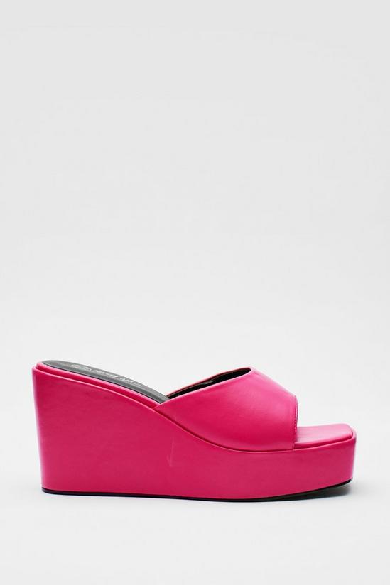 NastyGal Faux Leather Square Toe Wedge Mules 3