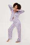 NastyGal Satin Shell Print Satin Trousers Pyjama Set thumbnail 1