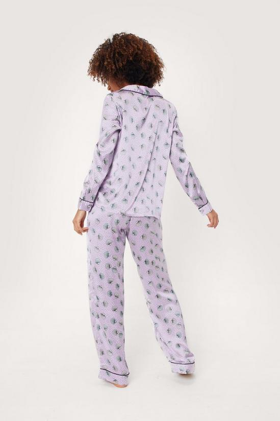 NastyGal Satin Shell Print Satin Trousers Pyjama Set 4