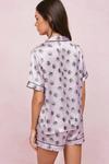 NastyGal Satin Shell Print Shorts Pyjama Set thumbnail 3