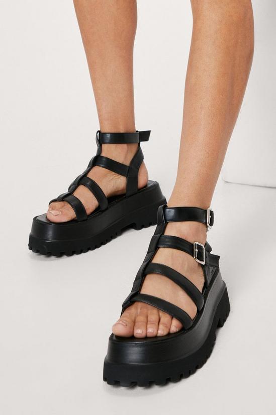 NastyGal Faux Leather Caged Cleated Platform Sandals 2
