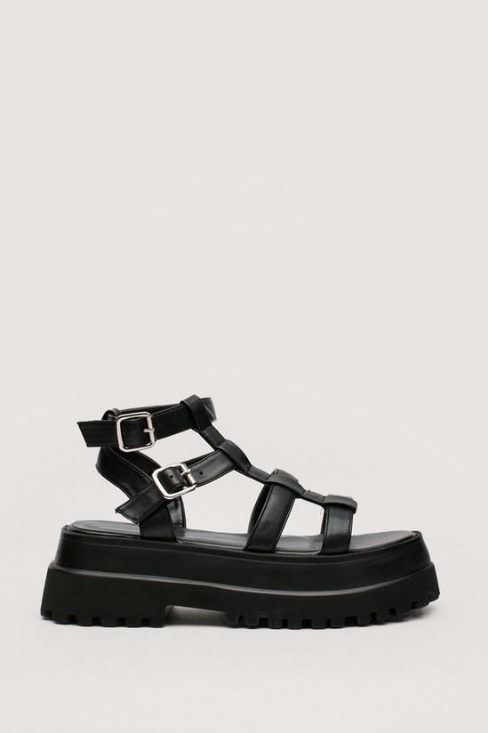 NastyGal Faux Leather Caged Cleated Platform Sandals 3