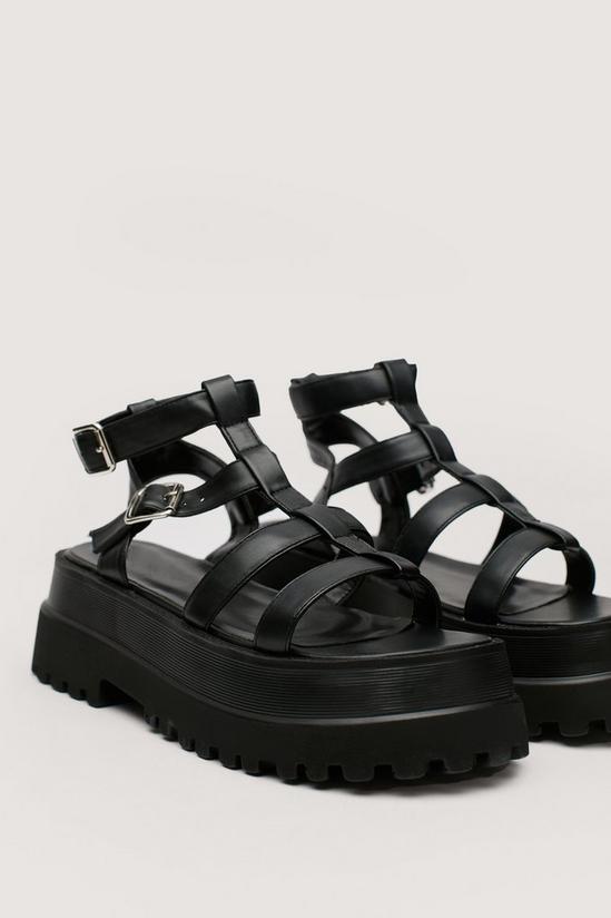NastyGal Faux Leather Caged Cleated Platform Sandals 4