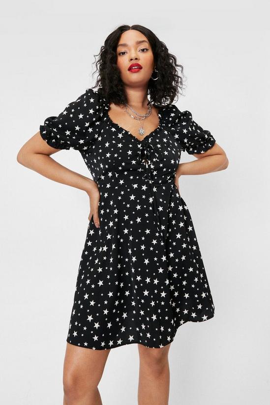 NastyGal Plus Size Star Print Lace Up Mini Dress 1