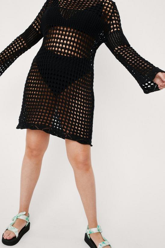 NastyGal Plus Size Crochet Long Sleeve Mini Dress 2