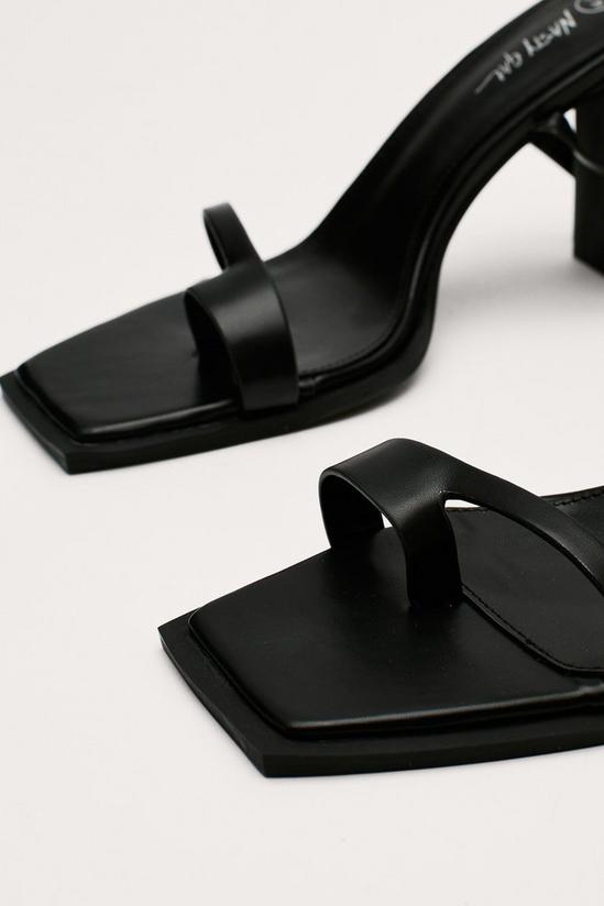 NastyGal Faux Leather Toe Post Strappy Heels 4