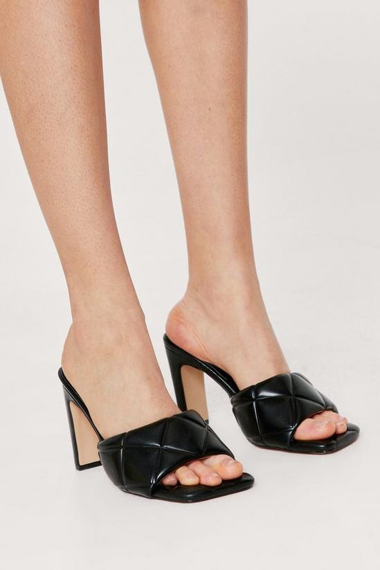 NastyGal Faux Leather Quilted Heel Mules 1
