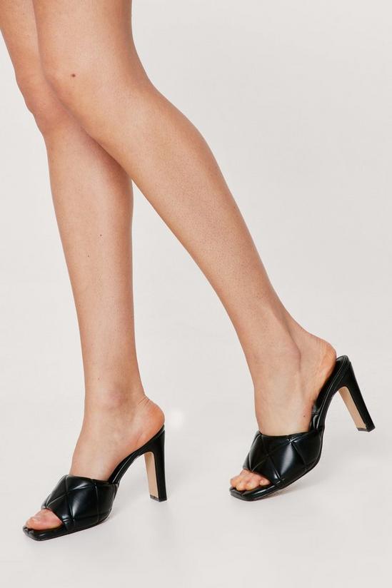 NastyGal Faux Leather Quilted Heel Mules 2