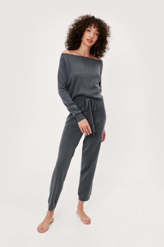 NastyGal Off the Shoulder Knitted Jumper and Trousers Set 2