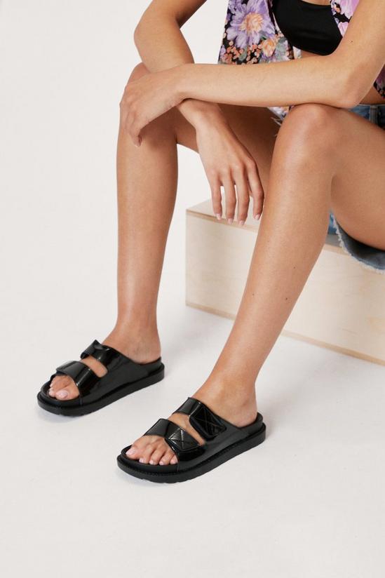 NastyGal Faux Leather Double Strap Footbed Sandals 2