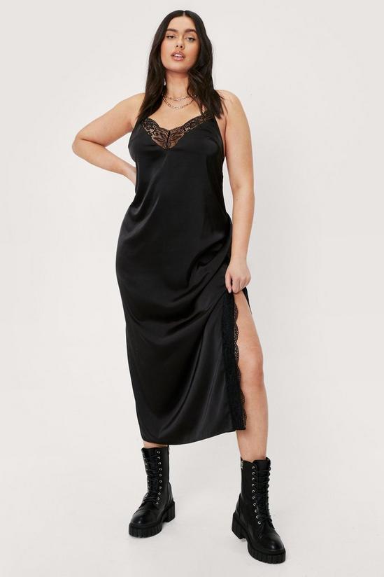 NastyGal Plus Size Lace Trim Midi Slip Dress 1