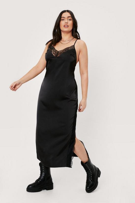 NastyGal Plus Size Lace Trim Midi Slip Dress 2
