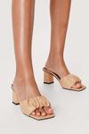 NastyGal Faux Leather Square Toe Ruched Mules thumbnail 1