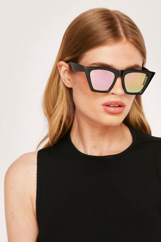 NastyGal Iridescent Flat Top Cat Eye Sunglasses 1
