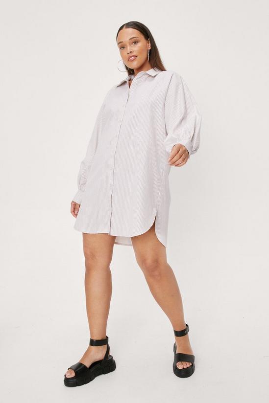 NastyGal Plus Size Tonal Oversized Shirt Mini Dress 1