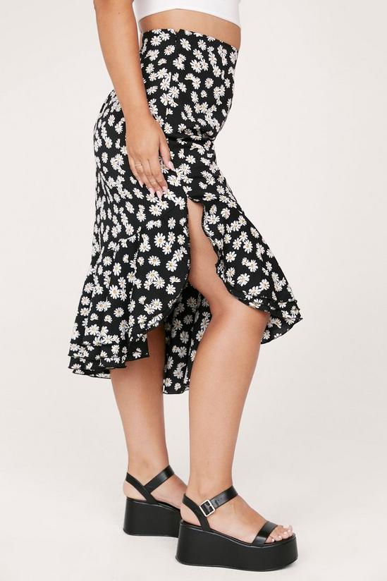NastyGal Plus Size Daisy Floral Slit Midi Skirt 3