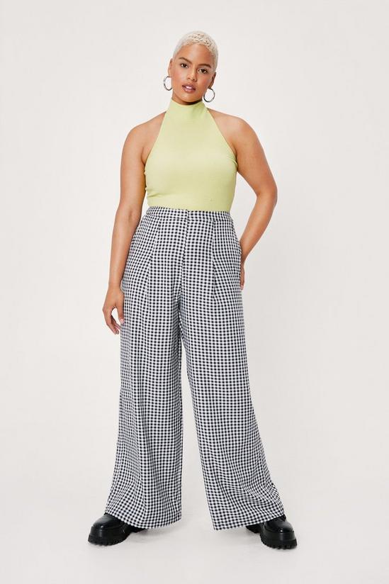 NastyGal Plus Size Check Print High Waisted Trousers 1