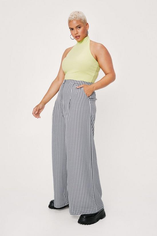 NastyGal Plus Size Check Print High Waisted Trousers 2